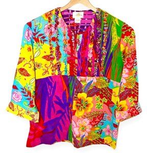 Vintage Sandy Starkman Colorful Floral Pullover Top Size Large